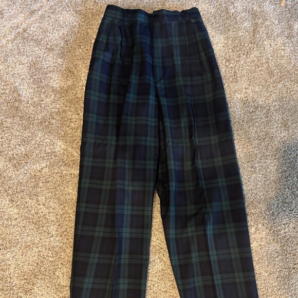Vintage Christy Girl Navy Blue and Green Plaid tapered pants with Pockets S= 8 - Picture 3 of 12